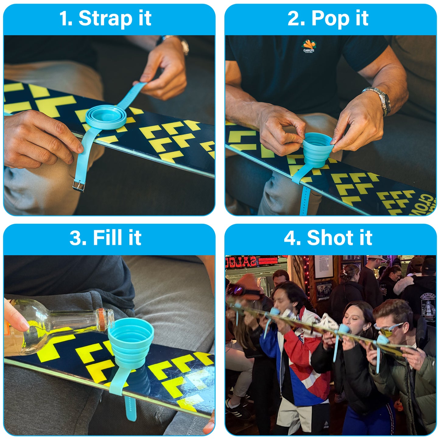 POPSKIS™ - 4 Pack Collapsible Shotski Cups